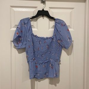 Madewell floral, short sleeve blouse